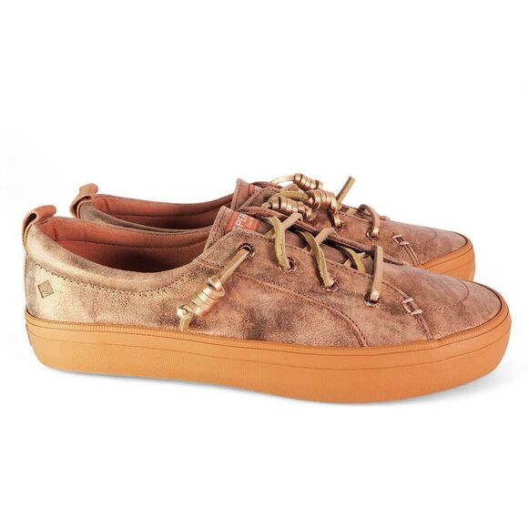 Sperry Crest Vibe Shimmer Metallic Leather Sneakers "Rose" STS87914 Women's 9 - Picture 4 of 11